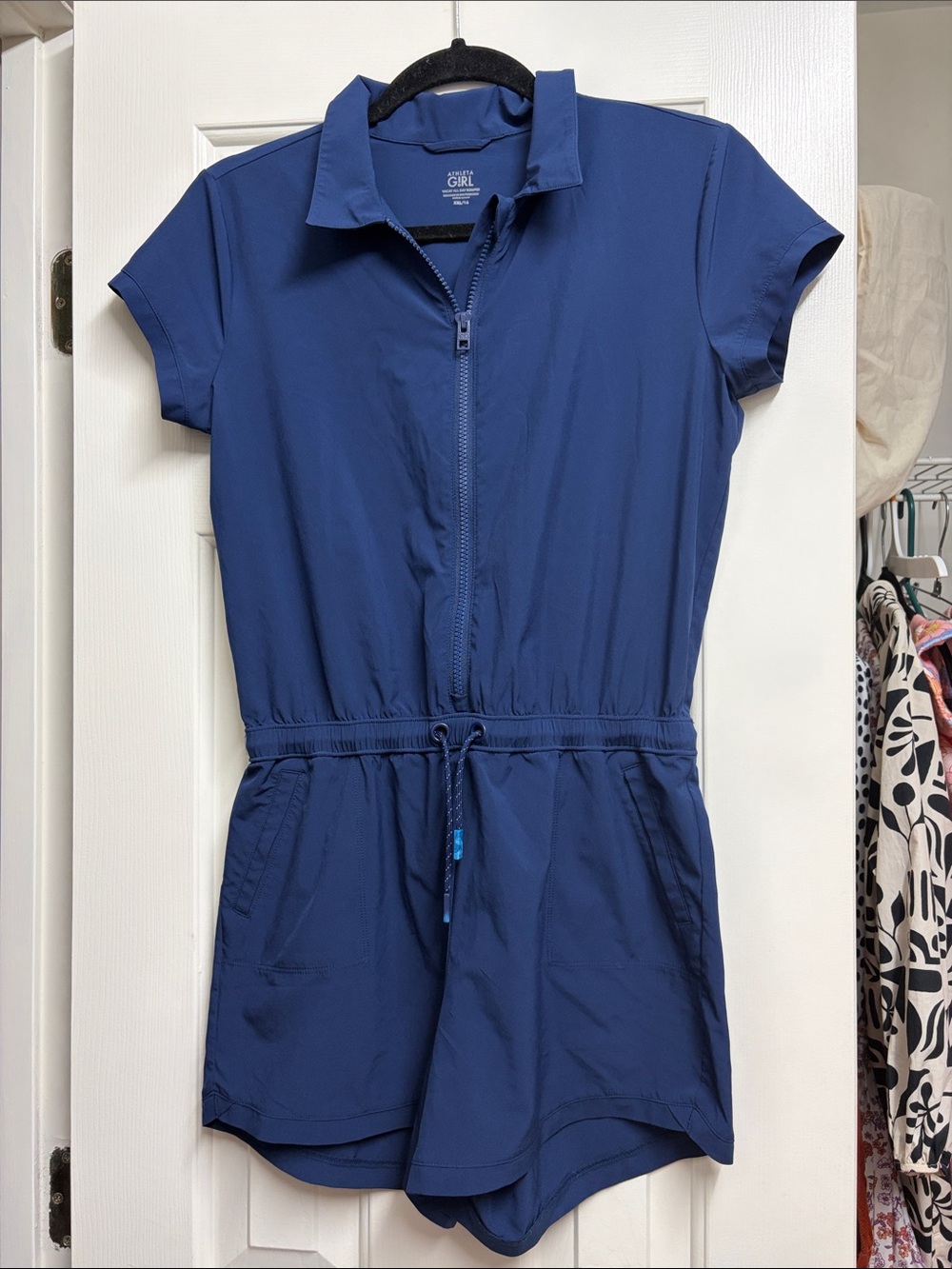 Athleta Girls' Navy Zip-Front Short Romper